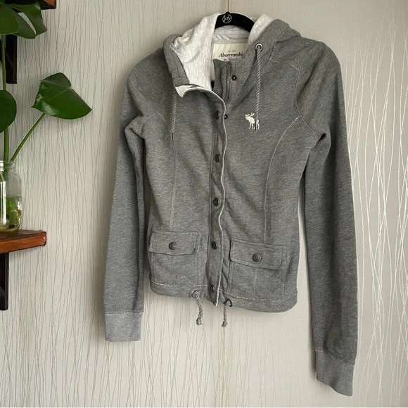 Abercrombie & Fitch Gray Hooded Jacket Womens size XS - Picture 2 of 8